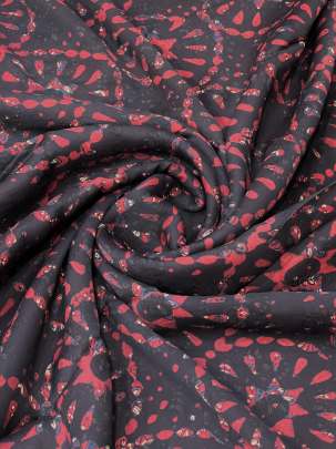 Modal silk handblocked ajrakh print - Black/ Traditional silk prints 