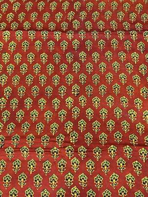 Modal silk handblocked ajrakh print - Rust/ Traditional silk prints 