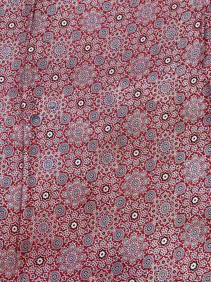 Modal silk handblocked ajrakh print - Maroon/ Traditional silk prints 