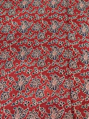 Modal silk handblocked ajrakh print - Maroon/ Traditional silk prints 