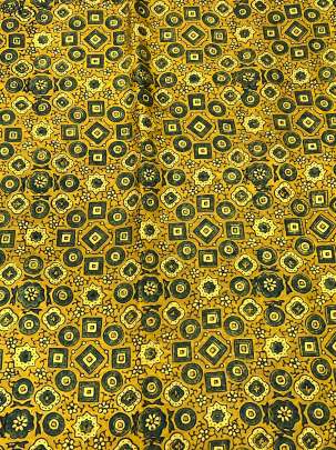 Modal silk handblocked ajrakh print - Yellow/ Traditional silk prints 