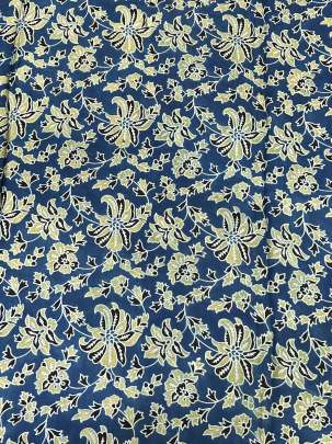 Modal silk handblocked ajrakh print - Blue/ Traditional silk prints 