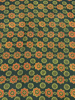 Modal silk handblocked ajrakh print - Green/ Traditional silk prints 