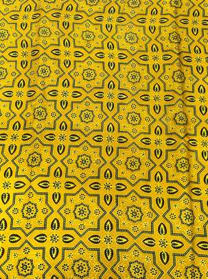 Modal silk handblocked ajrakh print - Yellow/ Traditional silk prints 