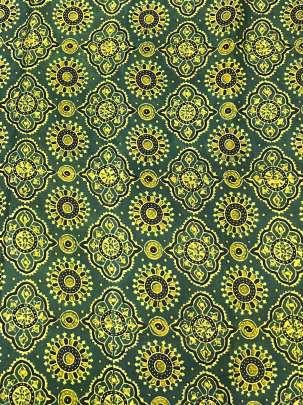 Modal silk handblocked ajrakh print - Green/ Traditional silk prints 