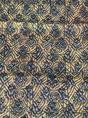 Modal silk handblocked ajrakh print - Dark green/ Traditional silk prints 