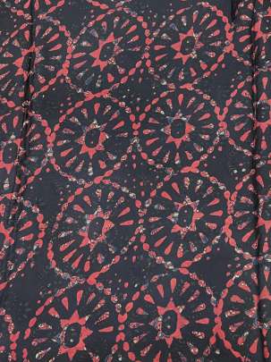 Modal silk handblocked ajrakh print - Black/ Traditional silk prints 