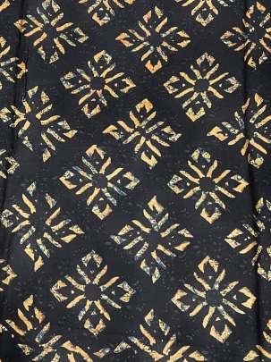 Modal silk handblocked ajrakh print - Black/ Traditional silk prints 