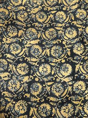 Modal silk handblocked ajrakh print - Black/ Traditional silk prints 