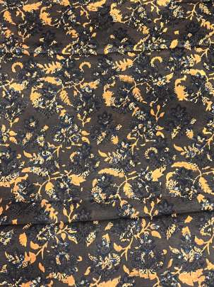 Modal silk handblocked ajrakh print - Dark brown/ Traditional silk prints 