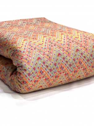 Munga Silk Multi-Colour Zig-Zag With Banarasi Work/ Pure Banarasi fabrics