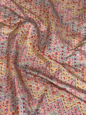 Munga Silk Multi-Colour Zig-Zag With Banarasi Work/ Pure Banarasi fabrics