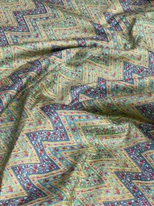 Munga Silk Multi-Colour Zig-Zag With Banarasi Work/ Pure Banarasi fabrics