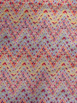 Munga Silk Multi-Colour Zig-Zag With Banarasi Work/ Pure Banarasi fabrics