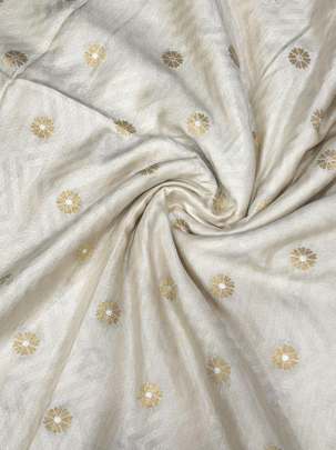 Munga Silk With Golden & Silver Banarasi Butti ( Dyeable )/ Munga Silk Fabrics