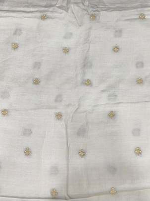 Munga Silk With Golden & Silver Banarasi Butti ( Dyeable )/ Munga Silk Fabrics