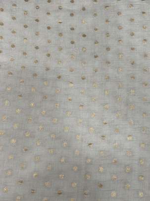 Munga crepe silk with golden polka dots butti - Natural ( Dyeable ) Munga Silk Fabrics