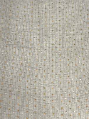 Munga crepe silk with golden & silver polka dots butti - Natural ( Dyeable ) Munga Silk Fabrics