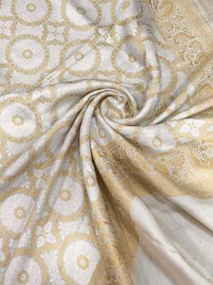 Munga silk duppata with fine golden & silver banarasi work ( Dyeable )/ Banarasi Duppatas 