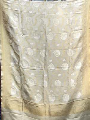 Munga silk duppata with fine golden & silver banarasi work ( Dyeable )/ Banarasi Duppatas 