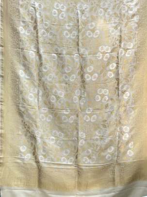 Munga silk duppata with fine golden & silver banarasi work ( Dyeable )/ Banarasi Duppatas 