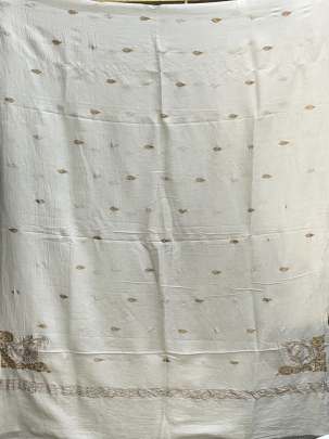 Munga silk duppata with fine golden & silver banarasi work ( Dyeable )/ Banarasi Duppatas 