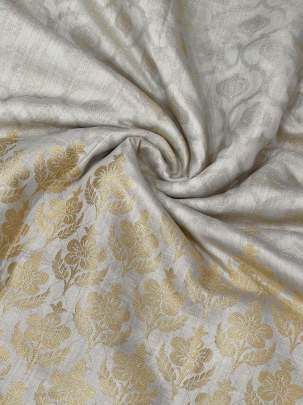 Munga silk with golden & Water gold zari work & Daman - Natural ( Dyeable ) 