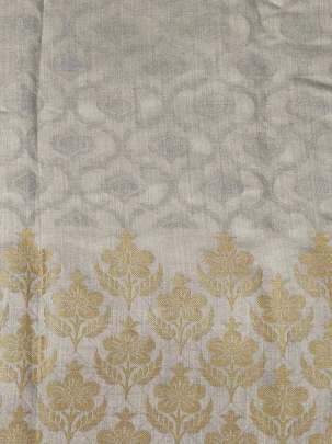 Munga silk with golden & Water gold zari work & Daman - Natural ( Dyeable ) Munga Silk Fabrics