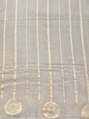 Munga silk with golden banarasi zari work - Natural ( Dyeable ) Munga Silk Fabrics