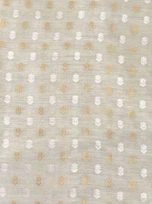 Munga silk with golden silver polka dots - Natural ( Dyeable ) Munga Silk Fabrics