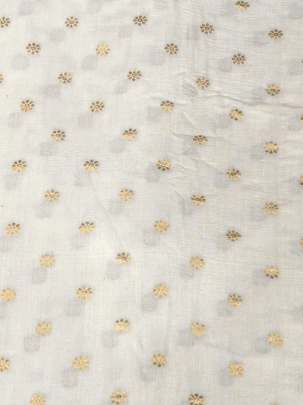 Munga silk with golden zari butti - Natural ( Dyeable ) Munga Silk Fabrics