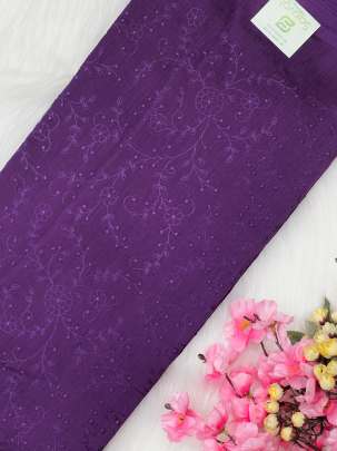 Munga silk with self embroidery fabric - Purple/