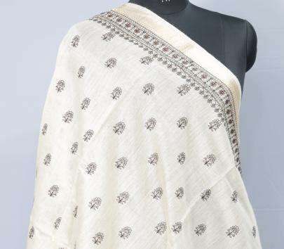 Munga tassar with embroidery work duppata/ Work Duppatas