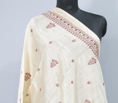 Munga tassar with embroidery work duppata/ Work Duppatas