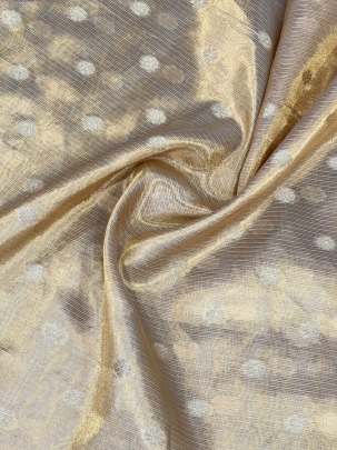 Organza Tissue With Self Lining & Golden Banarasi Butti ( Dyeable )/ 