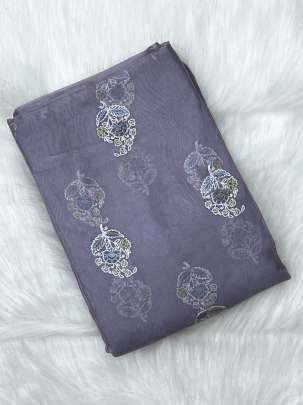 Organza with embroidery work - Lavender/