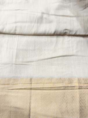 Plain Munga silk with banarasi daman - Natural ( dyeable ) Munga Silk Fabrics