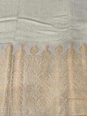 Plain Munga silk with banarasi daman - Natural ( dyeable ) Munga Silk Fabrics