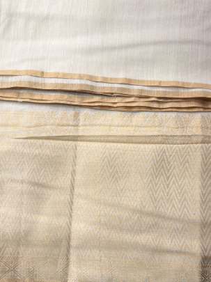 Plain Munga silk with banarasi daman - Natural ( dyeable ) Munga Silk Fabrics