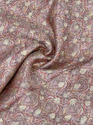 Printed Chiniya Silk With Banarasi Butti Peach/ Pure Banarasi fabrics