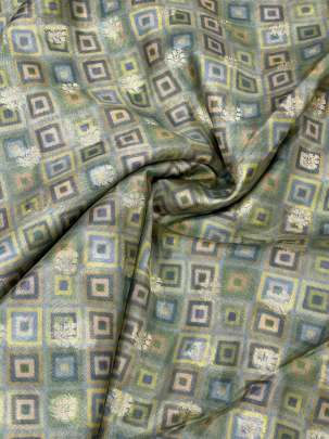 Printed Chiniya Silk With Banarasi Butti Light Green/ 