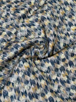 Printed Chiniya Silk With Banarasi Butti Grey/ Pure Banarasi fabrics