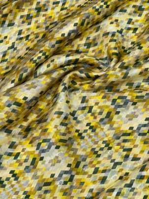 Printed Chiniya Silk With Banarasi Butti Yellow/