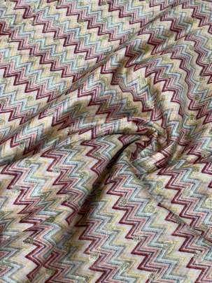 Printed Chiniya Silk With Banarasi Butti Multi Zig-Zag/