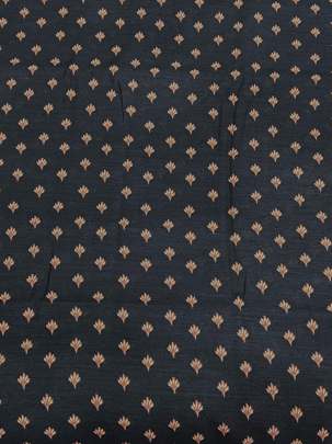 Printed Munga Tassar - Black/ Traditional silk prints 