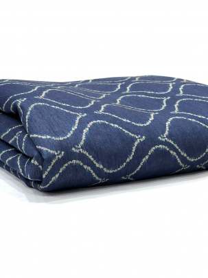 Printed Munga Tassar - Blue/ 