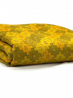 Printed Munga Tassar - Yellow/ Traditional silk prints 