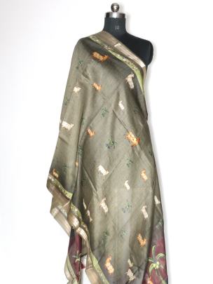 Printed munga silk duppata/