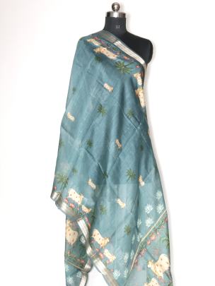 Printed munga silk duppata/