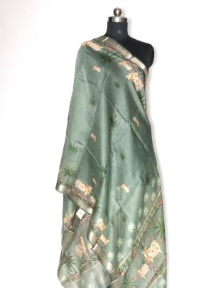 Printed munga silk duppata/